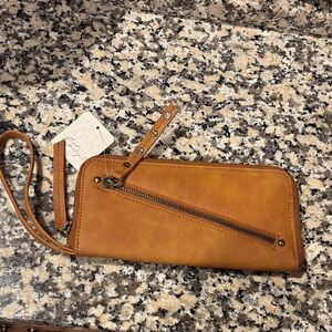 NWT Free People Brown Wristlet Wallet